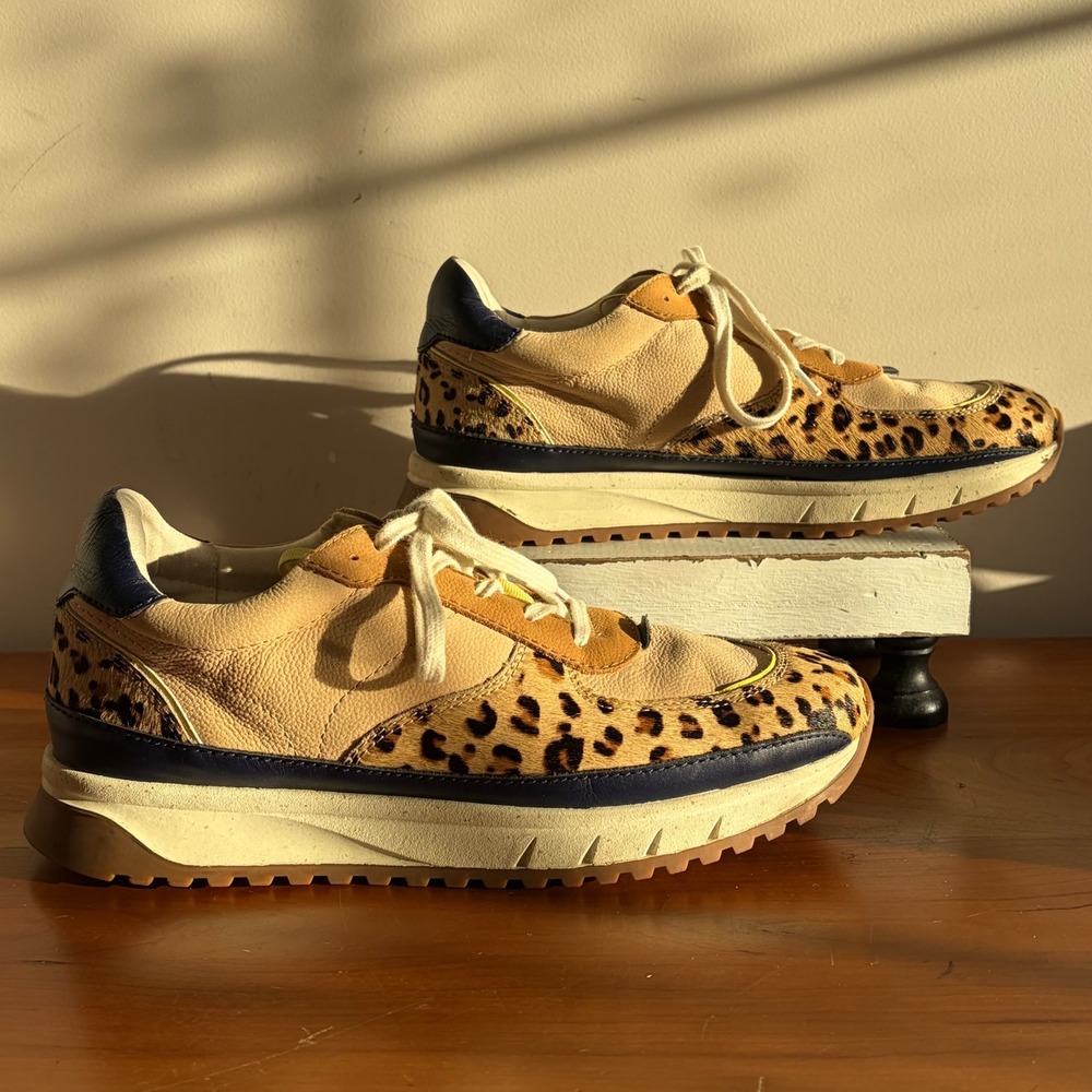 Madewell‎ Kickoff Trainer Sneakers Fresh Blueberry Multi Leopard MC705 Womens 10